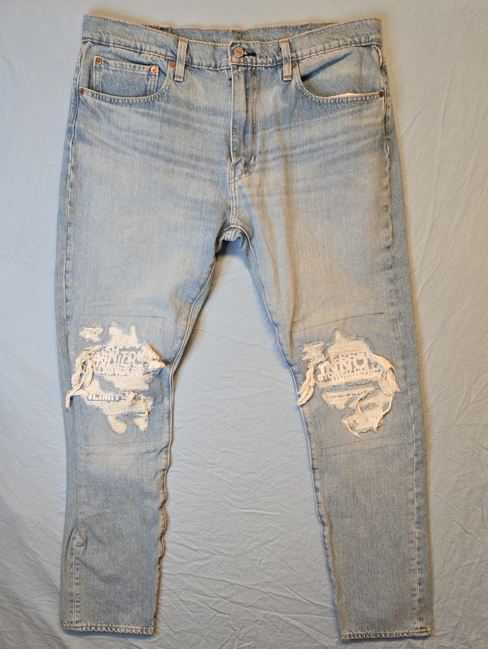 Levi's 512 Lo-Ball Light Blue Distressed Slim Tapered Fit Jeans